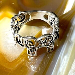 🐘 Elephant Band Sterling Silver Signed Ring